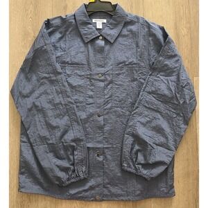 Athleta Women's Small Blue Nylon Button Front Utility Shirt Long Sleeve